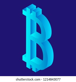 Bitcoin icon. Isometric of bitcoin vector icon for web design isolated on white background