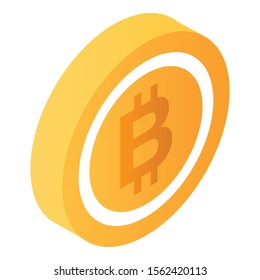 Bitcoin icon. Isometric of bitcoin vector icon for web design isolated on white background