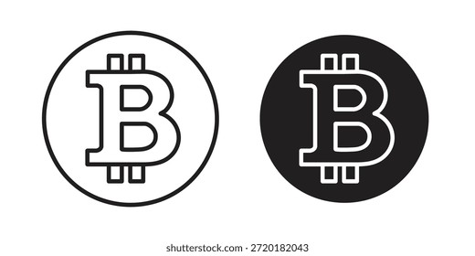Icono de Bitcoin en diseño de línea. Sencillo Vector de iconos
