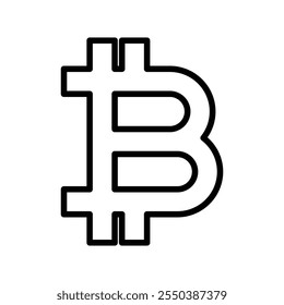 Logotipo lineal del icono de Bitcoin aislado