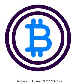 Icono de Bitcoin. Una Ilustración vectorial lineal de icono de bitcoin aislado sobre fondo blanco.