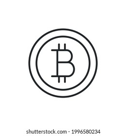 Bitcoin icon. Lined circle with bitcoin sign isolated on white background. Thin line icon for social media and web design. Vector illustration