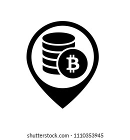 bitcoin icon and map pointer