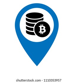 bitcoin icon and map pointer