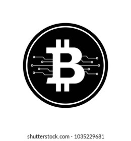 Bitcoin Icon With Micro Scheme. vector Ilustration. 
