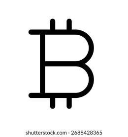 Bitcoin ícone com um estilo de arte de linha minimalista para um design limpo