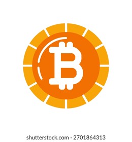 Bitcoin ícone em um design moderno e plano. Representação digital de uma moeda de ouro com o símbolo Bitcoin "B".
