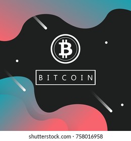 Bitcoin icon on abstract space design