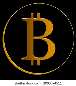 bitcoin icon on black background vector graphics