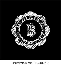 bitcoin icon on chalkboard