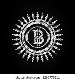 bitcoin icon on chalkboard