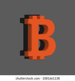 bitcoin icon on a gray background in 3d format. vector illustration