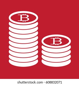 Bitcoin icon on red background 