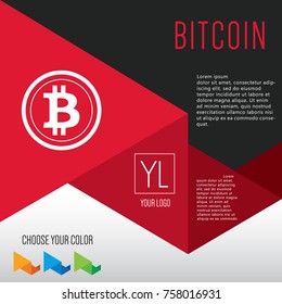 Bitcoin icon on red template design