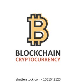 Bitcoin Icon on white background. Vector Illustration with Text.