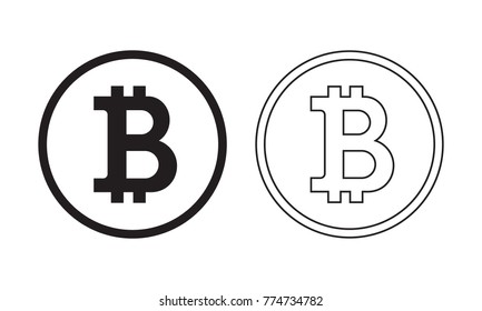 Bitcoin icon with outline and normal style. Logo with trendy line style. E-commerce concept vector.