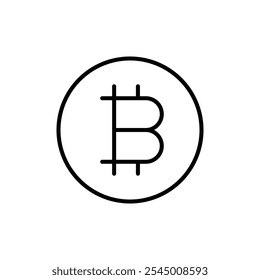 Bitcoin icon Outline set in black and white color