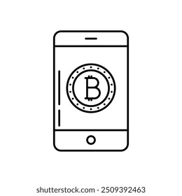 bitcoin icon. Outline style design isolated on white background
