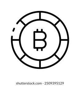 ícone do bitcoin. Design de estilo de estrutura de tópicos isolado no plano de fundo branco