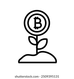 bitcoin icon. Outline style design isolated on white background