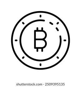 ícone do bitcoin. Design de estilo de estrutura de tópicos isolado no plano de fundo branco