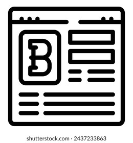 Bitcoin-Symbol Gliederungsvektor. Digitale Geldbörse. Blockchain-Währungsplattform