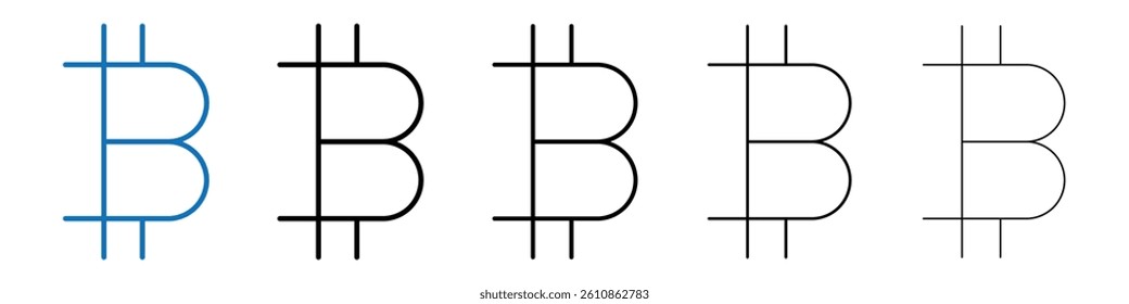 Bitcoin Icon Outline vector logo for web ui