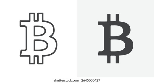 Bitcoin icon Outline vector sign