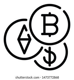 Bitcoin icon. Outline bitcoin vector icon for web design isolated on white background
