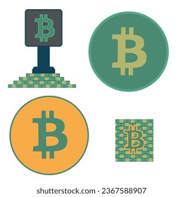Symbol für Bitcoin-Zahlungs-Symbol gesetzt Symbole. Kryptowährung-Logo. Einfache Vektorgrafik. Bitcoin-Symbol, grüne Orange. Kryptozahlung. BTC-Münze. Vektorgrafik.