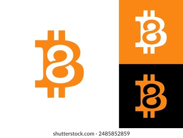 Bitcoin icon payment symbol sign and number 8. Cryptocurrency logo. simple vector.