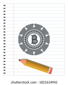 bitcoin icon pencil effect. Vector Illustration. Detailed. 