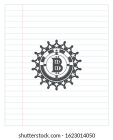 bitcoin icon pencil emblem. Vector Illustration. Detailed.