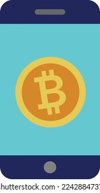 
Icono de bitcoin en el diseño del teléfono, ilustración del vector