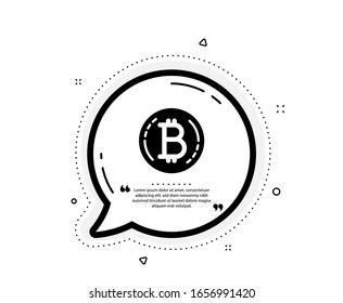 Icono de bitcoin. Burbuja del discurso de cita. Signo de moneda de criptomoneda. Símbolo de criptografía. Marcas de cotización. Icono de bitcoin clásico. Vector