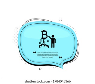 Bitcoin icon. Quote speech bubble. Cryptocurrency startup sign. Crypto project symbol. Quotation marks. Classic bitcoin project icon. Vector