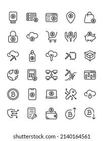 Bitcoin Icon Set 30 isolated on white background