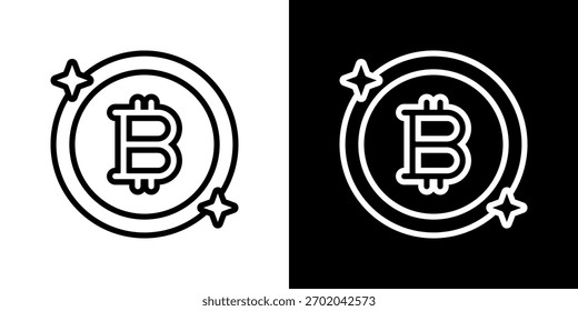 Conjunto De Ícones Bitcoin. Design De Linha Limpa Com Versões Claras E Escuras Para Uso Versátil.