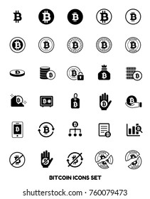 bitcoin icon set. icon collection.