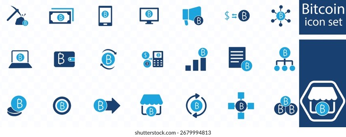 Bitcoin icon set  collection and vector 