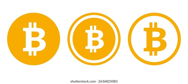 Bitcoin icon set, Isolated BTC symbol design, Cryptocurrency elements illustration in Flat style, Investment, Savings and Payment pictogram, Finance Ibfographic, Editable