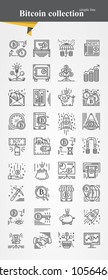 Bitcoin icon set modeern thin line vector illustration isolated on a white background.Virtual money and their application.Business concept.Cryptocurrtncy  bitcoin sign.Blockchain tehnology 
