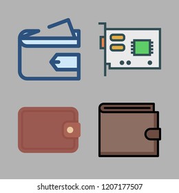 bitcoin icon set. vector set about video card and wallet icons set.