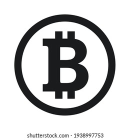 Значок биткойна подписывает символ платежа. Логотип криптовалюты. Простой вектор.