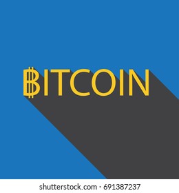 Bitcoin - icon sign symbol flat design with long shadow