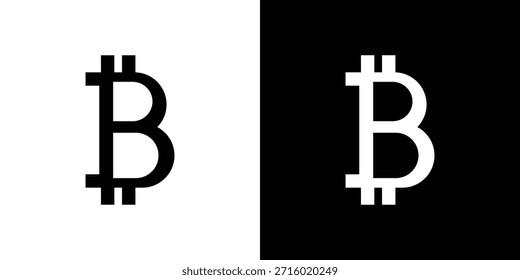Bitcoin icon, silhouette pictogram. black icon set