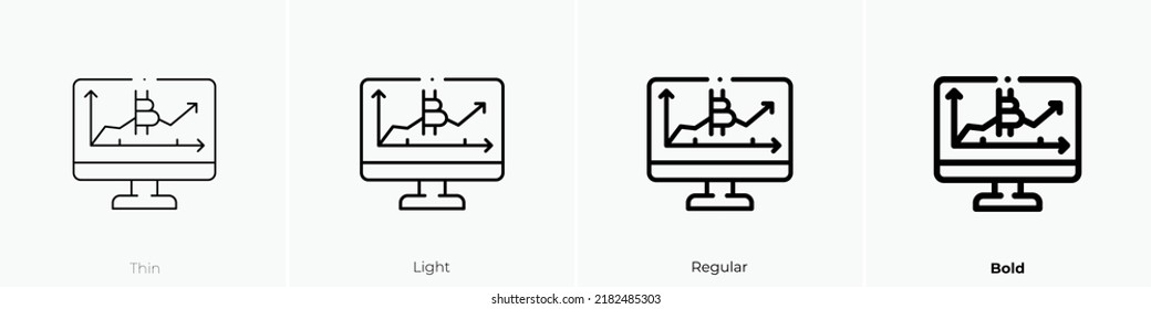 bitcoin icon. Thin, Light Regular And Bold style design isolated on white background