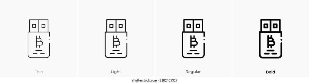 bitcoin icon. Thin, Light Regular And Bold style design isolated on white background