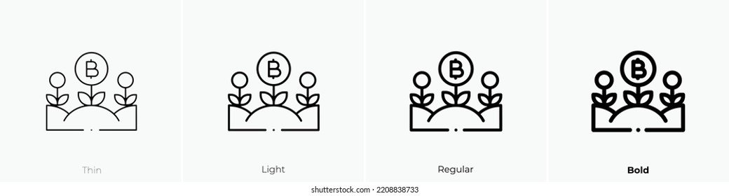 bitcoin icon. Thin, Light Regular And Bold style design isolated on white background