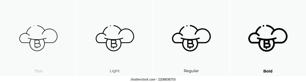 bitcoin icon. Thin, Light Regular And Bold style design isolated on white background